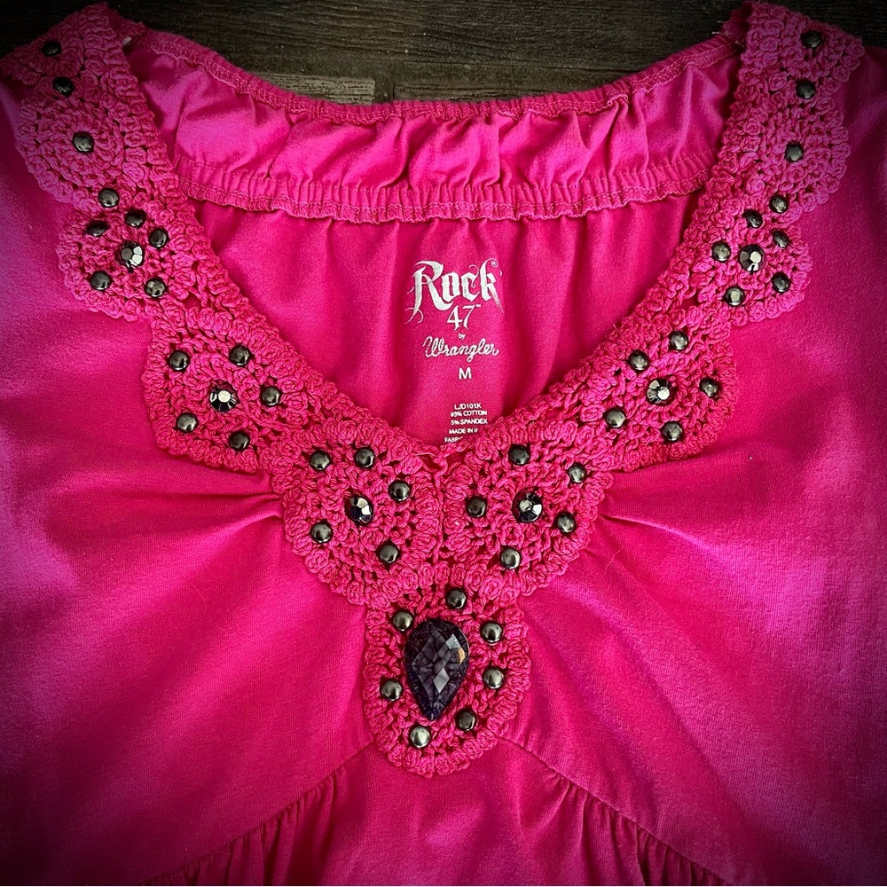 Rock 47 by Wrangler pink western dress M - Picture 3 of 6